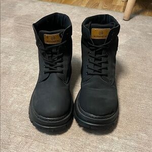 Black Faux Leather Lace Up Combat Boots, Size 41, Perfect!!